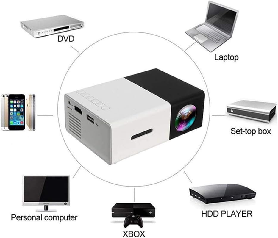 Image of ZoTronico LED Portable Mini Projector HD Resolution 1080 Pixel Full HD Support with Remote & HDMI Cable (White Yellow with Accessories)