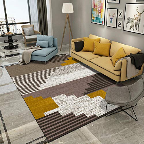 Teppich Esstisch grau Teppich gelb grau Kurze Streifen Muster Design ist weich Salon Teppich...