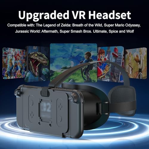 Upgraded VR Headset for Switch 2 (2025), Switch 2 VR Glasses with Adjustable HD Lenses and Comfortable Head Straps with Widen Padded, Labo VR Kit 3D Goggles for Switch 2 Accessories, Black