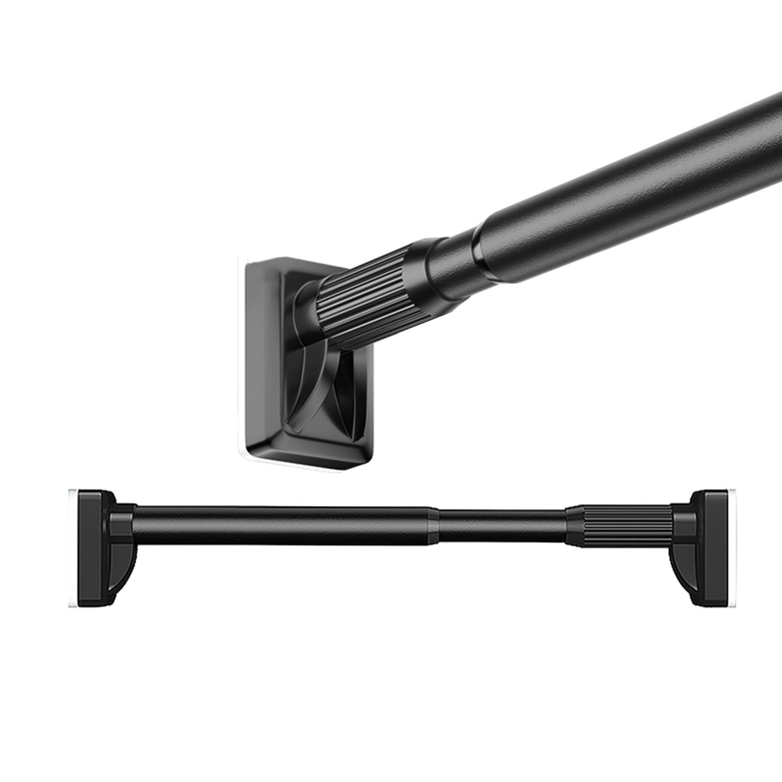 GLDYTVF Adjustable No Drill Curtain Rod 40-500cm - Tool-Free Tension Pole for Easy Setup Renter Friendly Telescopic Rod for Kitchen & Dorm (Black 210-300cm/6.8-9.8FT)