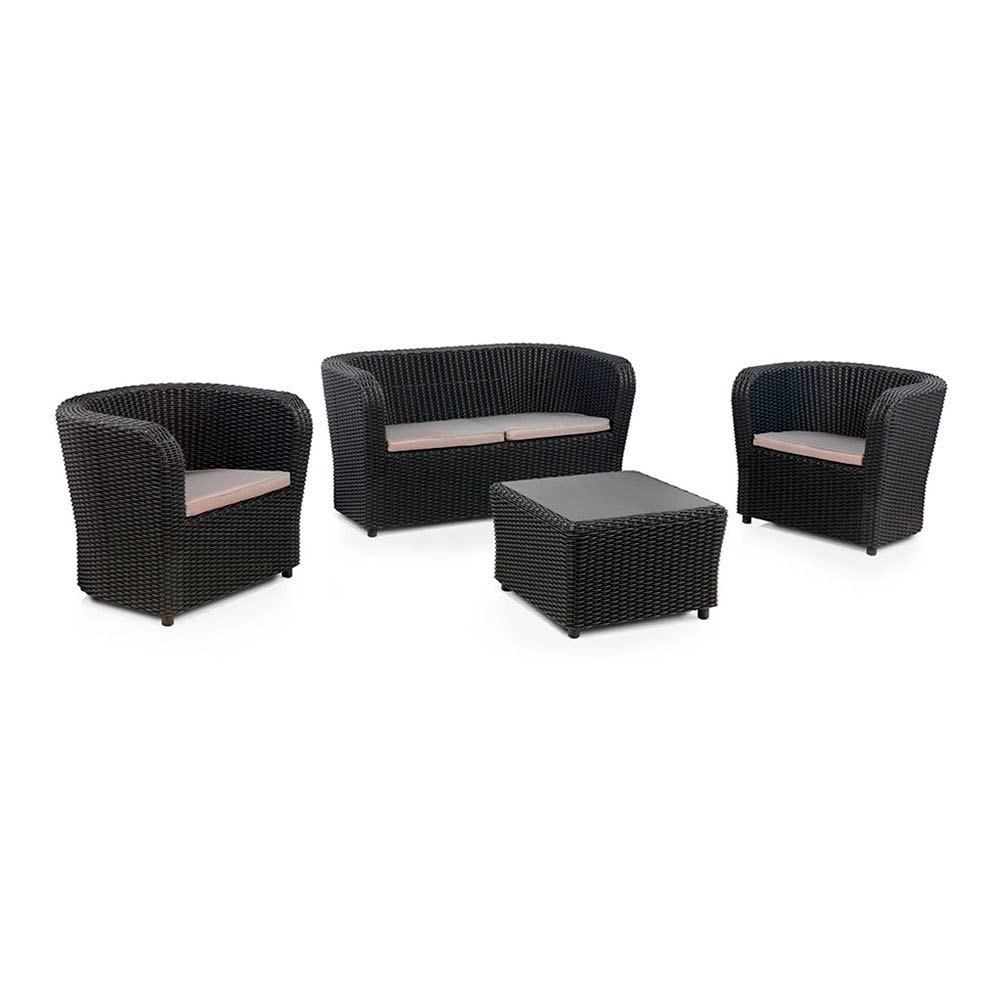 SP Berner Shaf - Nova Tête à Tête | Set Muebles de Salon Exterior - Conjunto Muebles Jardin Exterior 2 Plazas | Fabricado en España con Materiales Reciclados - Color Grafito