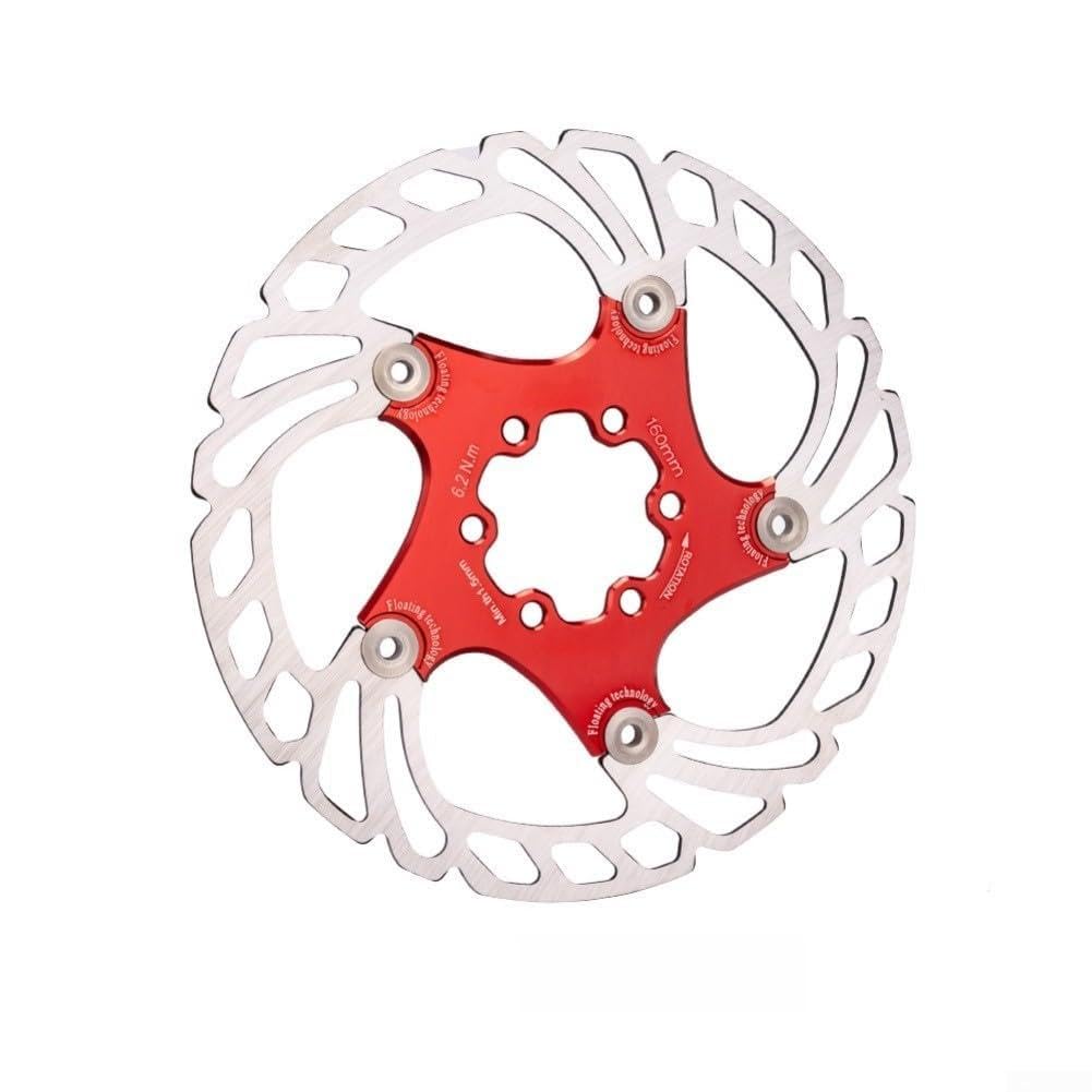 6-Bolt Mountain Bike Disc Brake Rotors Floating Technology Stainless Steel Aluminum Alloy CNC Machined 44mm Bolt Circle Multiple Sizes 140mm 160mm(Red 160mm)
