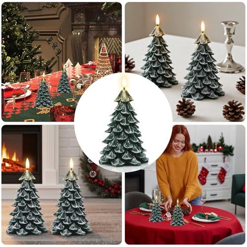 Velas sin llama para árbol de Navidad LED a pilas con mecha 3D 5