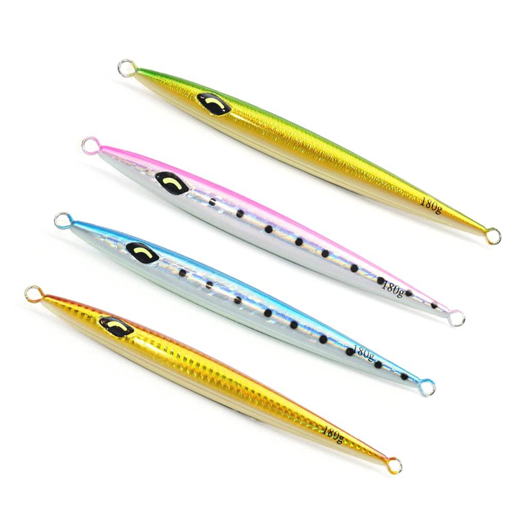 4 Pezzi Esca Artificiale, Esca da Pesca oceanica lenta Esca da 130 g 150 g 180 g da Pesca in Metallo Calamari Esca da Mare Esca Artificiale wobbler