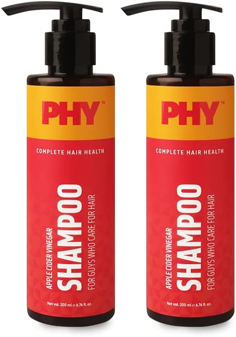 Phy Pack of 2 Apple Cider Vinegar Shampoo for Complete Hair Health | Makes hair soft & smooth | Perfect for Winters | No Sulphates & Parabens | Great for all hair types, 200 ml