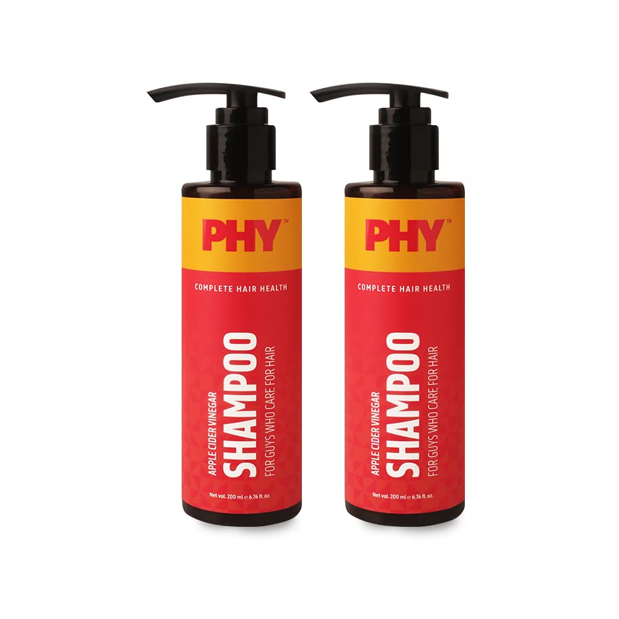 Phy Pack of 2 Apple Cider Vinegar Shampoo for Complete Hair Health | Makes hair soft & smooth | Perfect for Winters | No Sulphates & Parabens | Great for all hair types, 200 ml