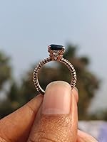 Vista 2 de SilverDia - Anillo de compromiso de 2 quilates con diamantes de ónix negro con doble halo oculto, anillo de compromiso delicado de media eternidad