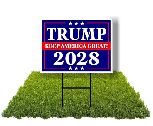 ECO Trump Keep America Great 2028 1 Double Sided 12x16 in Yard Road Sign w/Stand