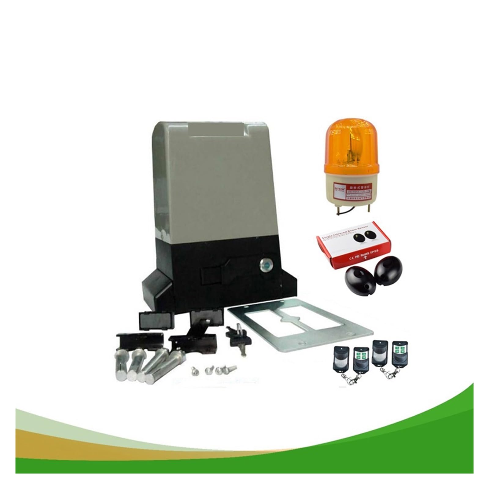 Kit para abrir puertas, Motor de apertura puerta corredera automática for hasta 800 kg (fotocélulas, botón, lámpara, teclado, abridor GSM opcional)(Kit8)
