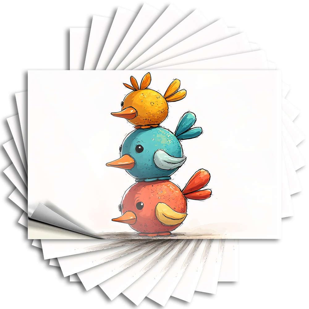 Necessities Case Decal | Three Colorful Birds Stacked On Top of Each Other Sweet for Science Decor(6X9CM)