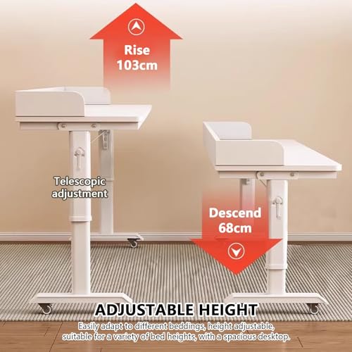 Table pour lit a roulette réglable en hauteur et bureau mobile - 7