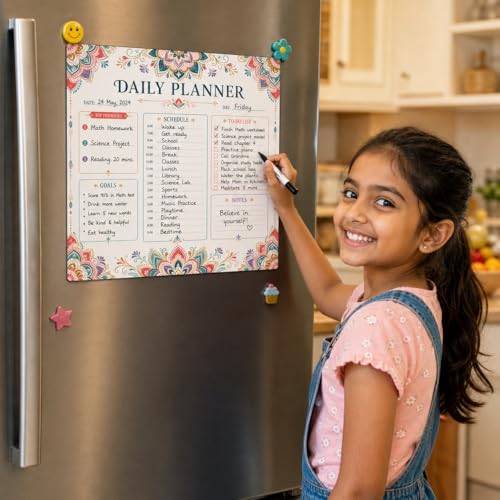 Image of Zesta Vinyl Magnetic Planner for Fridge | Cute Weekly Planner /Meal Planner with Marker | Rewritable Magnetic White Board for Fridge (Harry Potter 11X11 Inches) (Ma)