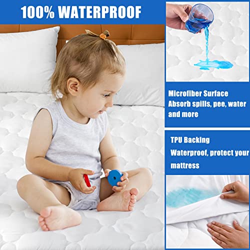 Waterproof Mattress Protector King Size, 6''-21'' Deep Pocket Fitted Quilted Mattress Pad Cover, Breathable, Hollow Cotton Alternative Filling Mattress Pad Cover, King Size by JamRest - Image 2