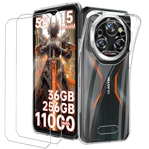KUSINHOKA Hülle für Oukitel WP55/Oukitel WP55 Pro + 2 Stück Schutzfolie, Weich TPU [Anti-Kratzer] Handyhülle Superdünn [Stoßfest] Schutzhülle Fallschutz Kameraschutz Protective Hülle, Klar