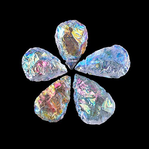5Pcs Raw Angel Aura Quartz Pears Drilled Stone, Rough Crystals And Gemstone, Diy Jewelry Making Supplies, Chakra Energy Stone, Crystals And Healing Stones, Diy Gifts Art Crafts"Master Healer" #TOP1