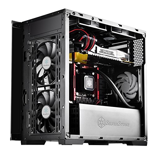 SilverStone SST-LD01B Lucid Mini Tower Micro ATX Custodia per computer, alta prestazione del flusso d'aria silenzioso, 3x vetro temperato