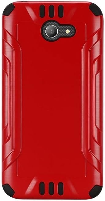 Combat Dual Hybrid Protector Case Phone Cover for Consumer Cellular Alcatel Kora Red-Black