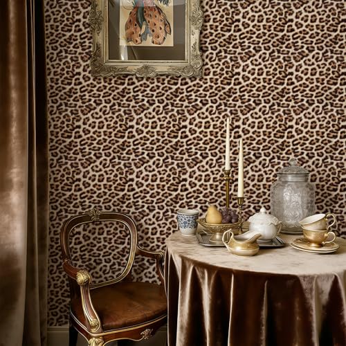 DULEIXUFHEE Leopard Print Wallpaper Peel and Stick – Self Adhesive Removable Contact Paper, Yellow Cheetah Design Wallpaper for Bedroom Bathroom Furniture, 17.7" x 393" by DULEIXUFHEE - Image 6