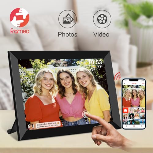 Image of 32GB FRAMEO 10.1 Inch Smart WiFi Digital Photo Frame 1280x800 IPS LCD Touch Screen, Auto-Rotate Portrait and Landscape, Built in 32GB Memory, Share Moments Instantly via Frameo App from Anywhere