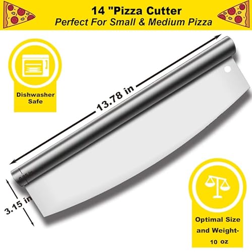 image for LifHap Pizza Cutter Stainless Steel Rocker Slicer - 14 Inch Sharp Knif