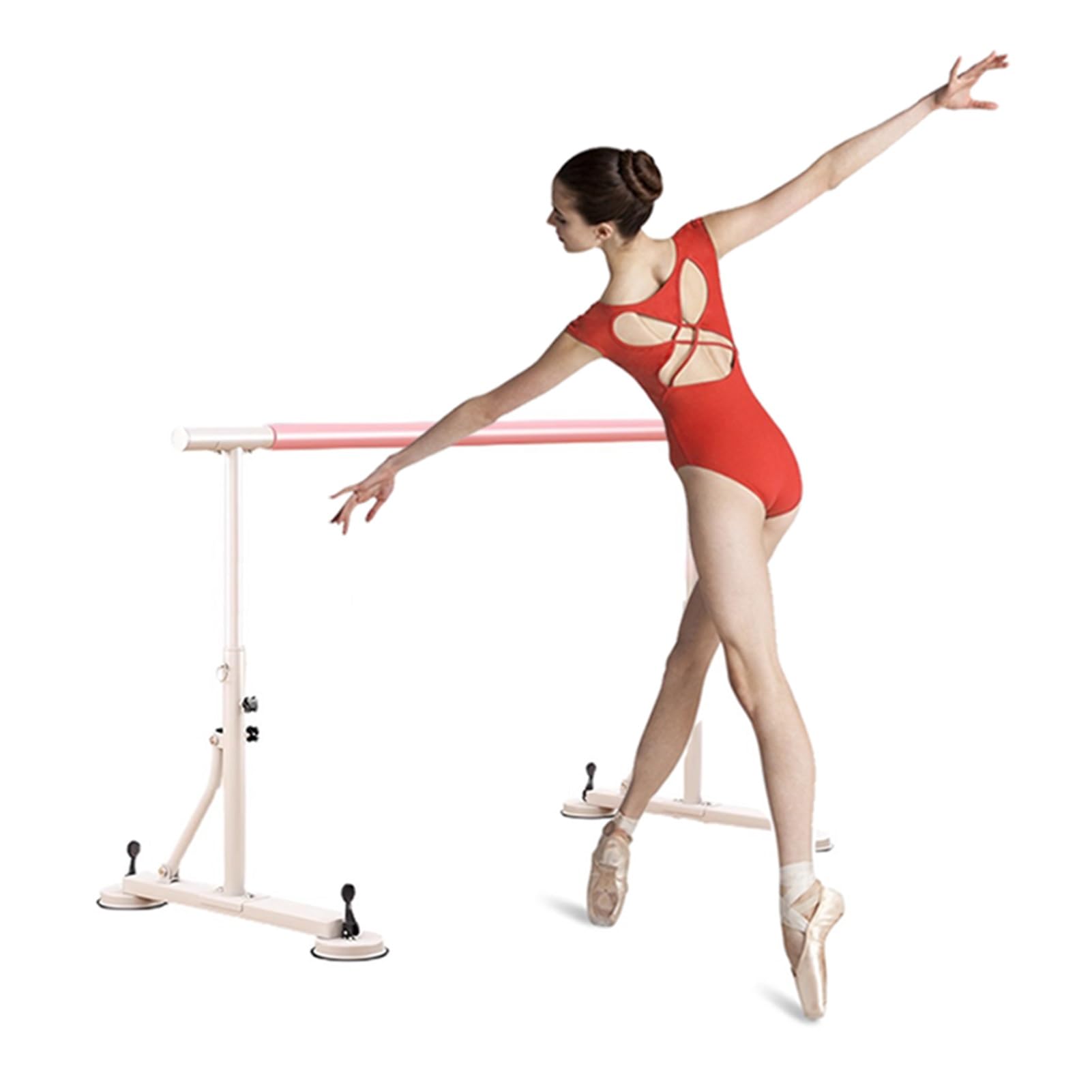 NGDFGR Adjustable Pink Ballet Barre - Portable Freestanding Dance Bar With Anti-Slip Base & Foam Grip For Home Workouts, Stretching, And Ballet Practice,3.28 Ft