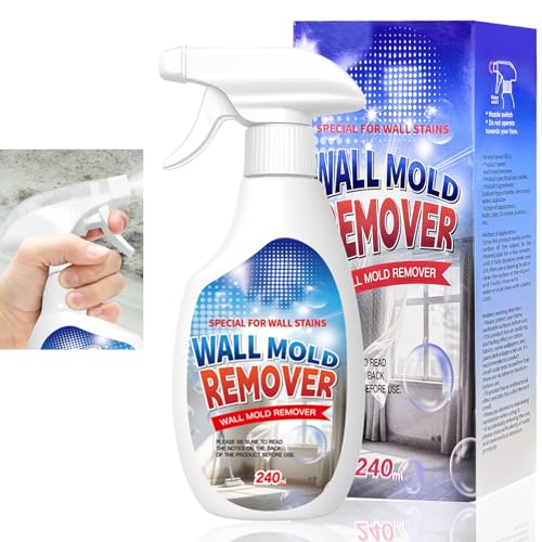 Wall Mould Remover Spray 240ml Highly Effective Wall Mould Stain Remover Powerful Mold Removal for Walls Multi-Surface Mould Spray for Bathroom Kitchen Tile & Wood (1pc)