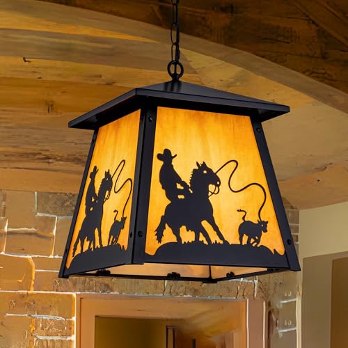 TOCHIC Black Farmhouse Chandelier, 12" Vintage Outdoor Pendant Light Fixture