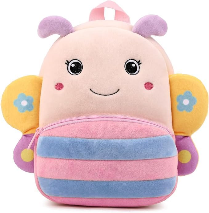 DZert Butterfly Kids School Bag Soft Plush Cartoon Velvet Animal Backpacks Cartoon, Picnic, Nursery, Preschool Boys/Girls/Baby (2 to 6 Years) (Pink) (B0CWH8RD2H) Amazon Price History, Amazon Price Tracker