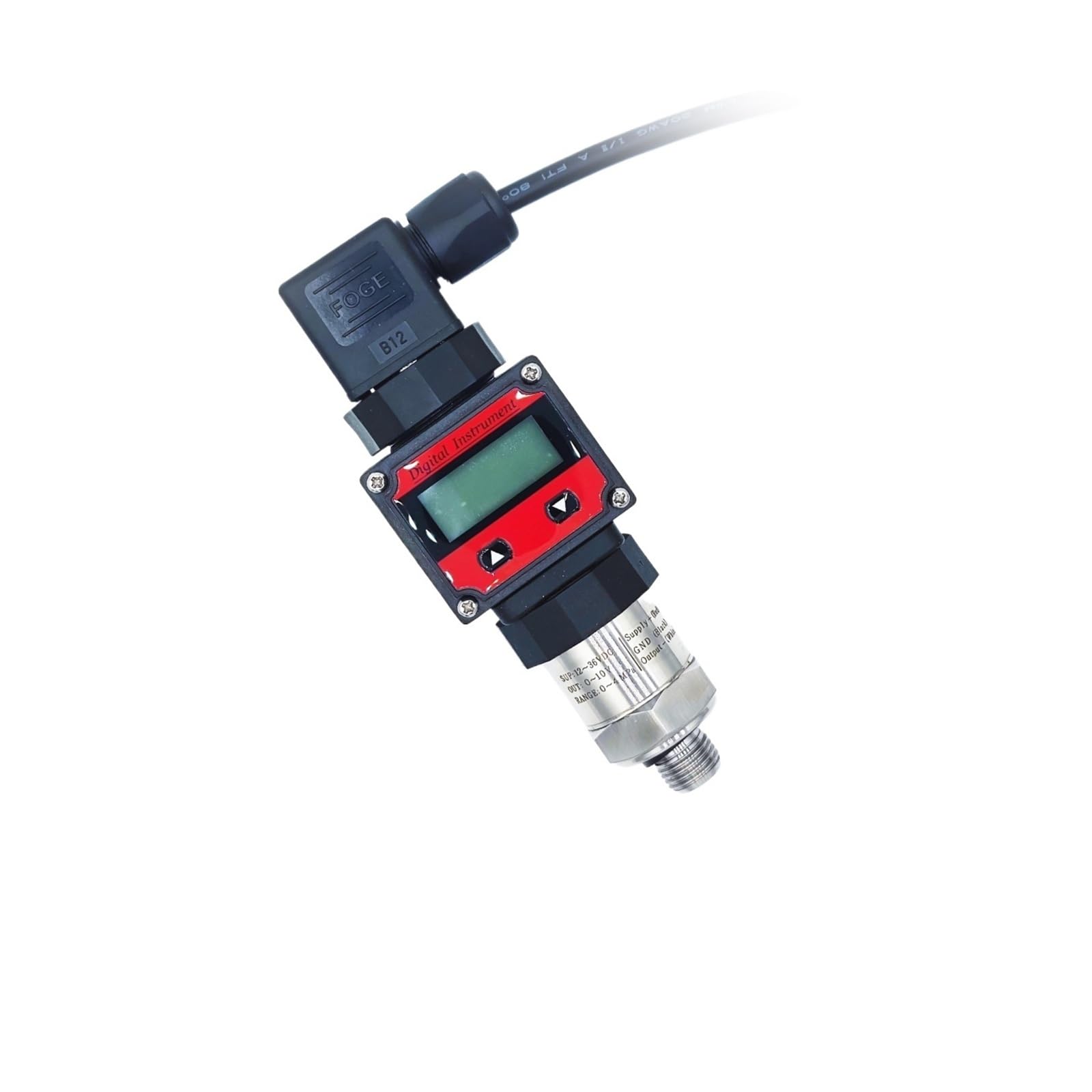 Vmvud 0-6Bar Pressure Transmitter With Lcd Display G1/4 12-36V 0-10V 0.5% 0-600Bar Optional Stainless Steel Pressure Transducer Sensor(0-6Bar)