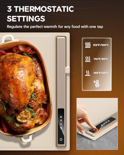 Image of Warming Mat for Food,10s Rapid Warm Food Warming Mat,3-Temp Food Warmer,Fast Heating BPA-Free Auto Shut Off Chafing Dishes For Buffet,Roll Up Food Warmers For Parties Buffet Valentine Gifts