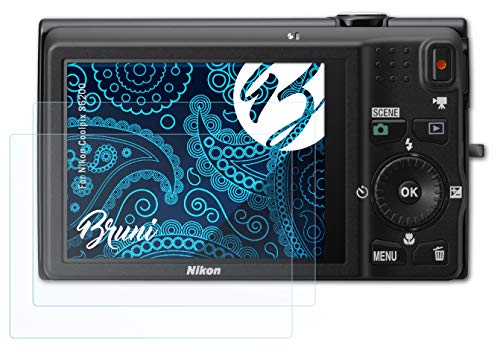 Bruni Screen Protector compatible with Nikon Coolpix S6200 Protector Film, crystal clear Protective Film (2X)