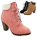 Trends SNJ Women's Lace Up Fashion Collar Chunky Heel Ankle Bootie Shoes