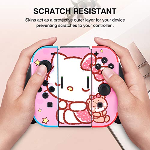 Dlseego Switch Skin Sticker Pretty Pattern Full Wrap Skin Protective Film Sticker Design For Switch-Pink Cat #TOP4