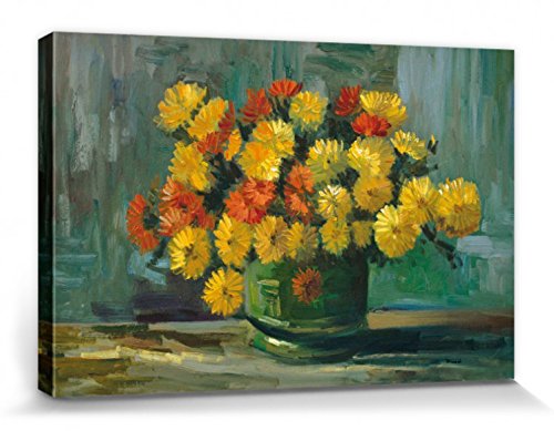 Van Gogh Leinwandbild 'Schale Mit Pfingstrosen Und Rosen' – Handgefertigtes Wandbild Auf Keilrahmen, 30x20 Cm, Made In Germany