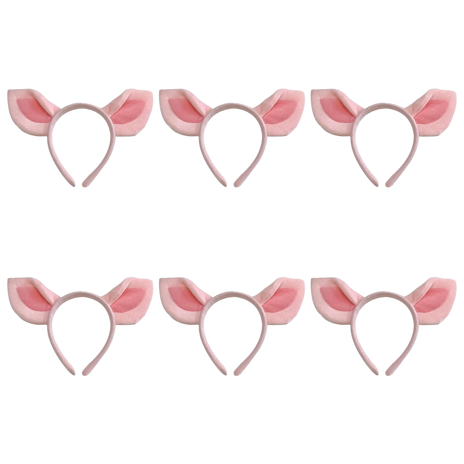 HAICN 6pcs Pig Ears Headbands Animal Ears Headbands Animal Cosplay Headwear Stage Performance Props for Wash Face Halloween Christmas Carnival Theme Party