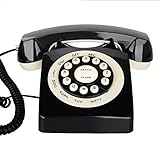 Retro Corded Phone, BNEST Vintage Landline Desk Phone Classic Home Deocration Phone for Bedroom Living Room Office Decor (Black)