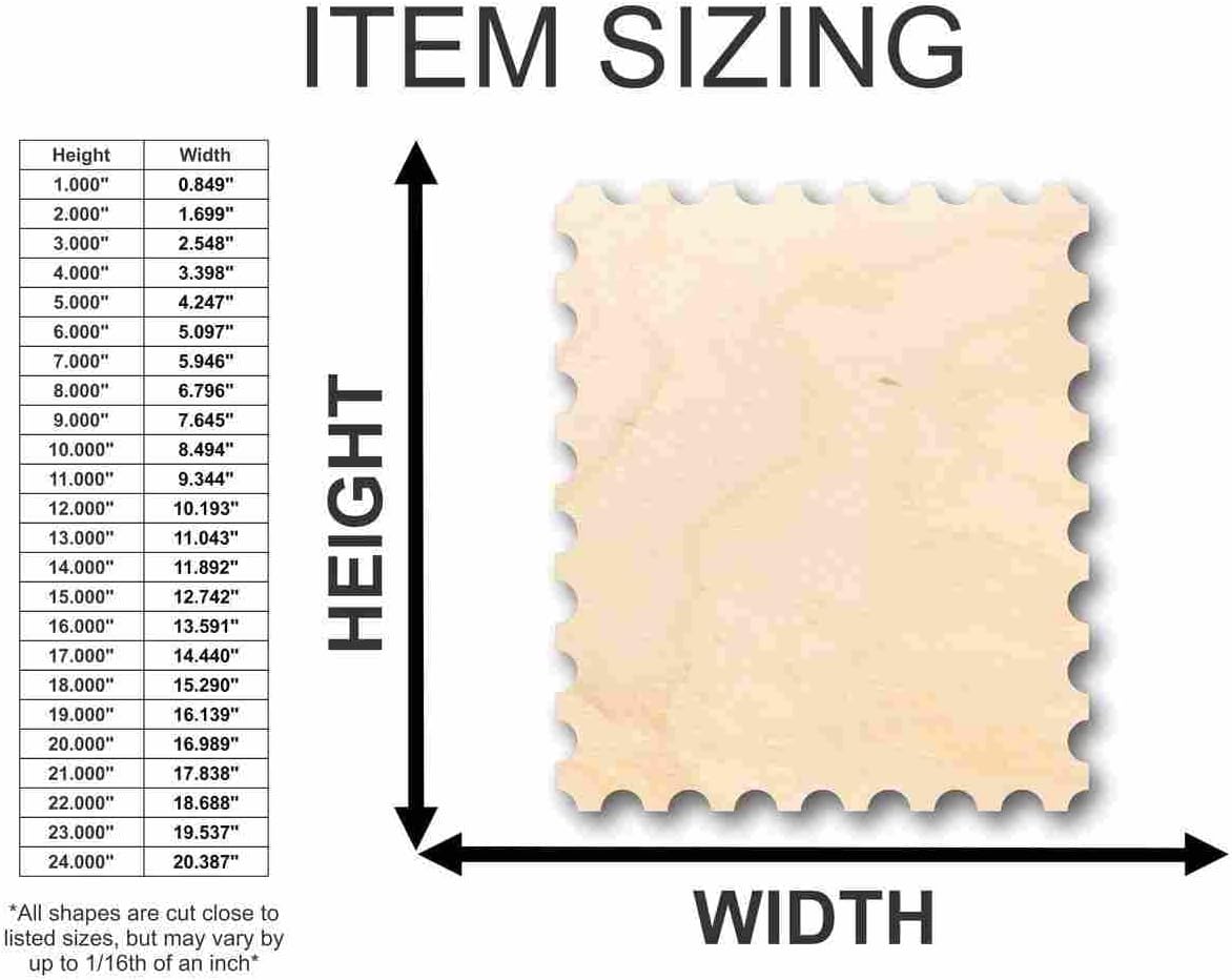 Unfinished Wood Postage Stamp Shape Craft up to 46" DIY 16" / 3/4"