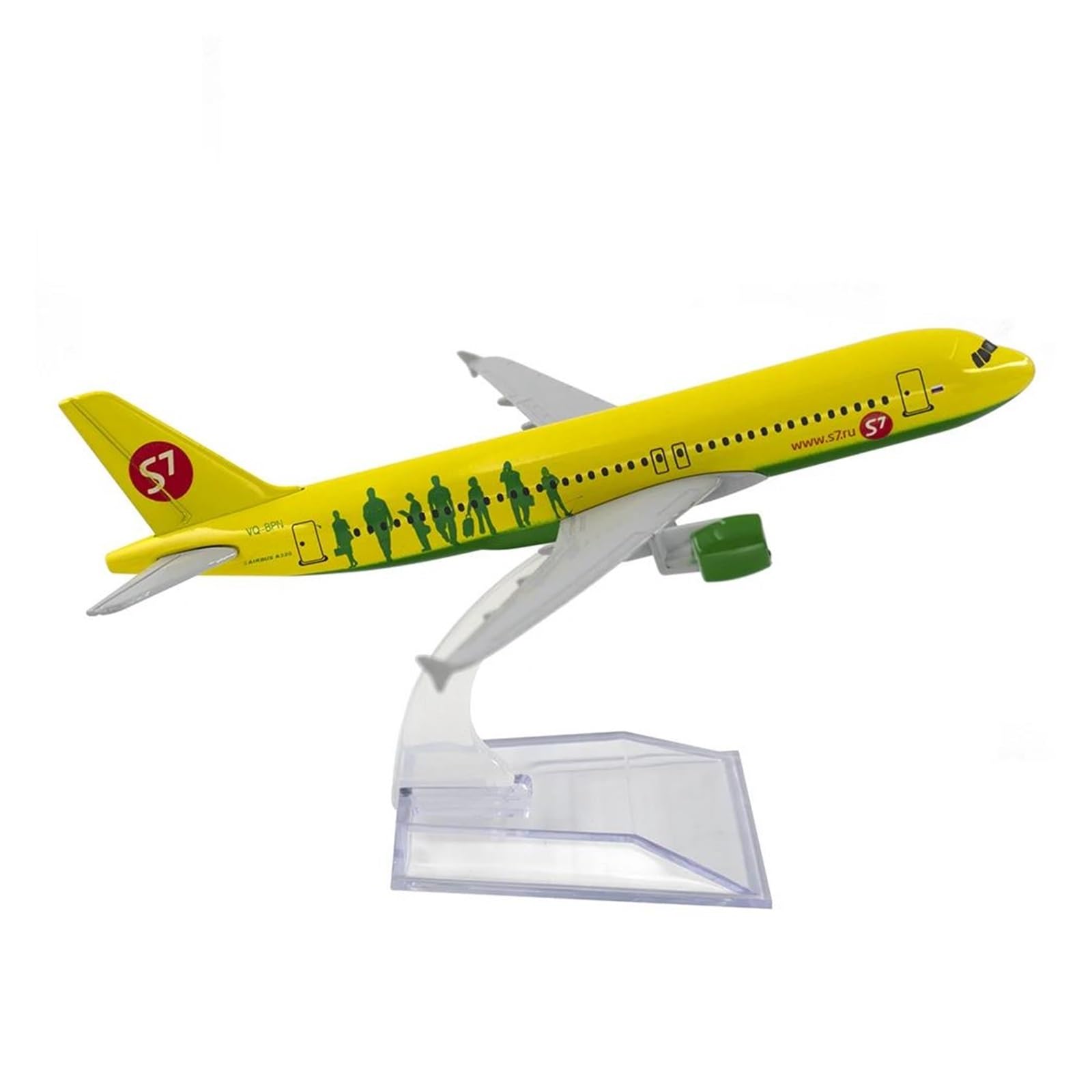 Modelo de avión S7 Airlines A320 réplica en metal de 16cm para decorar tu escritorio