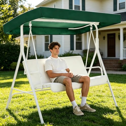 Toldo para Columpio Jardín e Impermeable: Lona Verde de Repuesto para Exterior 3 Plazas 3
