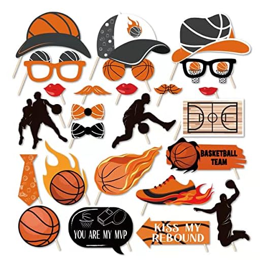 MCOOLARS 25Pcs Basketball Party Decorations, Slam Dunk Game Table Centerpiece Toppers, Sports Theme Birthday Party Photo Booth Props Supplies
