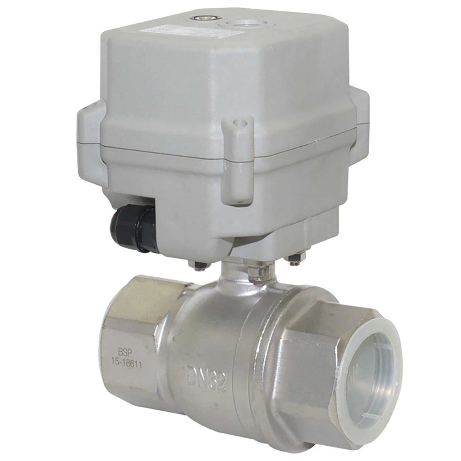 1 1/4" DN32 Válvula de bola eléctrica,110-230VAC Acero inoxidable 2 Vías Válvula de bola motorizada,Con función manual,2 Cables,Normalmente cerrada