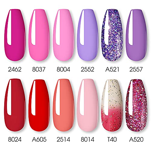 ROSALIND 12 Colors Gel Nail Polish UV Set Shellac Pastel Gel Polish Set Temperaturänderung Pink Violet Green Gel Nails… – Bild 2