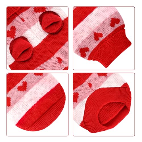 Rbenxia Knitted Dog Sweater - Warm Winter Outfit for Small Puppy & Cat Pets (Red, S) - Thumbnail 3