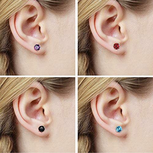 Boao 15 Pairs Stainless Steel Stud Earrings for Women Birthstone Hypoallergenic Cubic Zirconia Stud Earrings Set3
