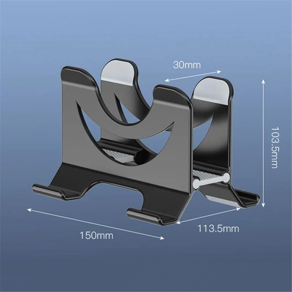 Soporte vertical ajustable para laptop, para escritorio, con bloqueo automático de gravedad, plástico con estante lateral (blanco)