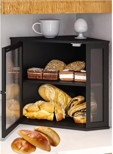 Panera de bambú para evitar pan duro en encimeras de cocina pequeñas 2