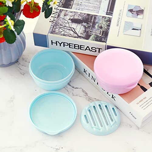 Titati Plastic Travel Soap Container Portable Soap Case For Shampoo Bar Round Soap Holder With Leak-Proof Lid For Bathroom Shower Gym (Pink + Blue) #TOP4