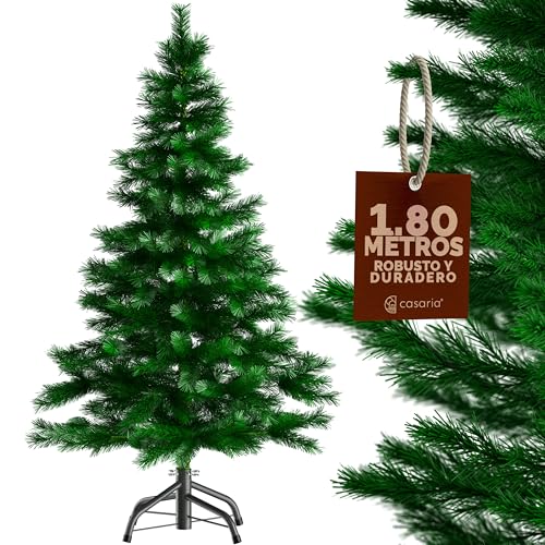 CASARIA® Árbol de Navidad Artificial Altura 180cm 613 Puntas con Soporte Agujas PVC Pino Arvore de Natal Decoración Navideña Exterior