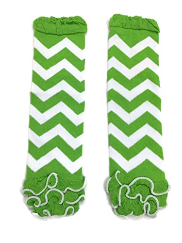 Rush Dance Green White Chevron Ruffles St Patrick's Day Baby/Toddler Leg Warmer