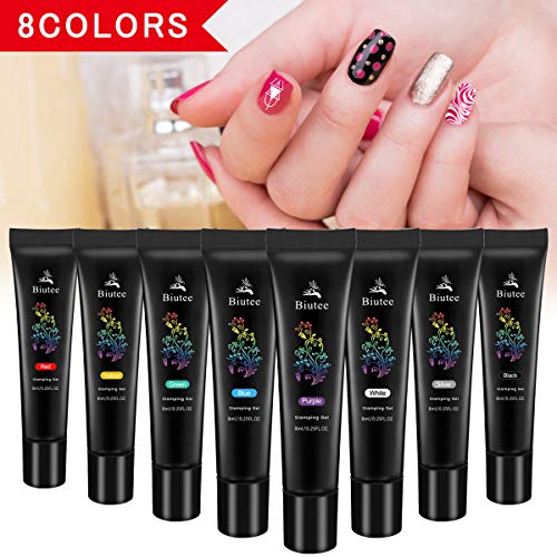 Biutee Nail Stamping Plates 15Pcs Nail Stamping Polish Gel 8Pcs Nail Stamper Set 1 Double Head Stampers With Scrapers Storage Bag Leaves Flowers Animal Template Image Plate #TOP2